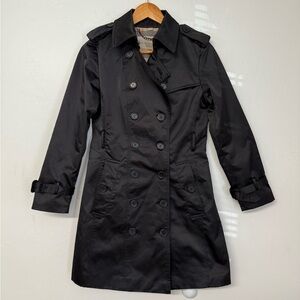Women's Black Double-Breasted Trench Coat